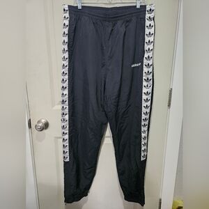 Adidas Black Track Pants with White Stripes